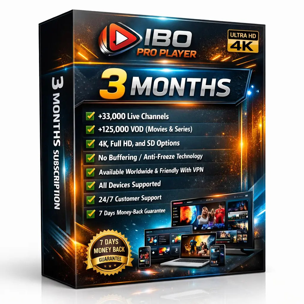 IBO Player IPTV – 3 Month subscription Ma boutique